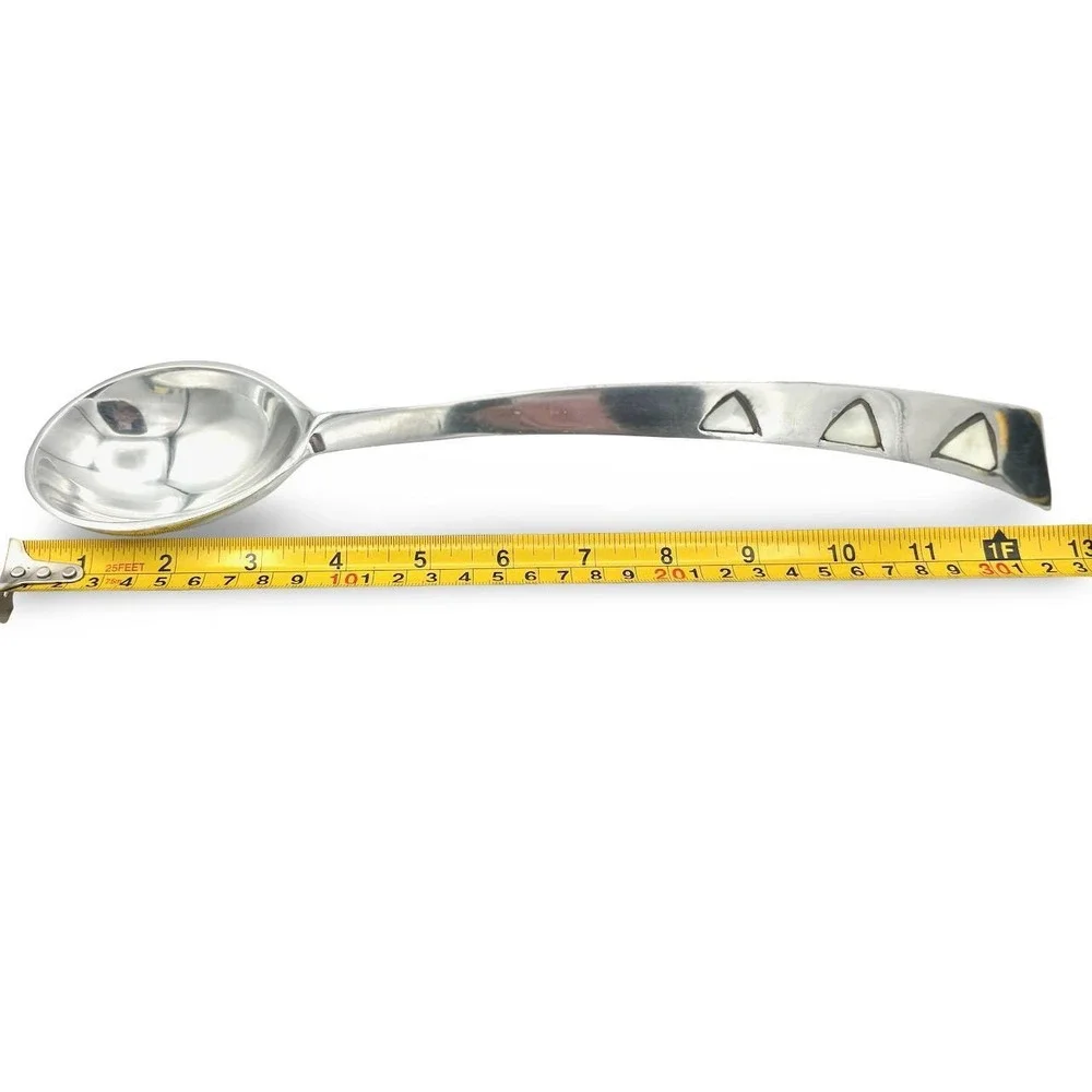 Towle Silversmiths Mother of Pearl Inlay Aluminum Salad Serving Spoon Silver MCM